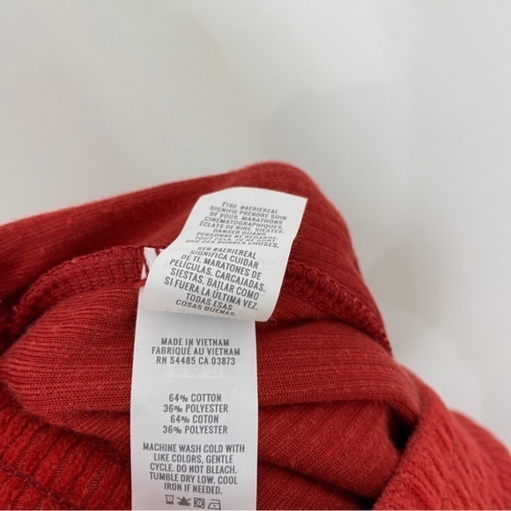 Aerie Small Burnt‎ Orange Red Velour Ribbed Corduroy Flare Pants Pull On - Picture 6 of 9